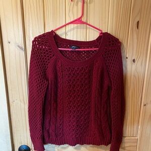 American Eagle Outfitters Burgundy Cable Knit Sweater
